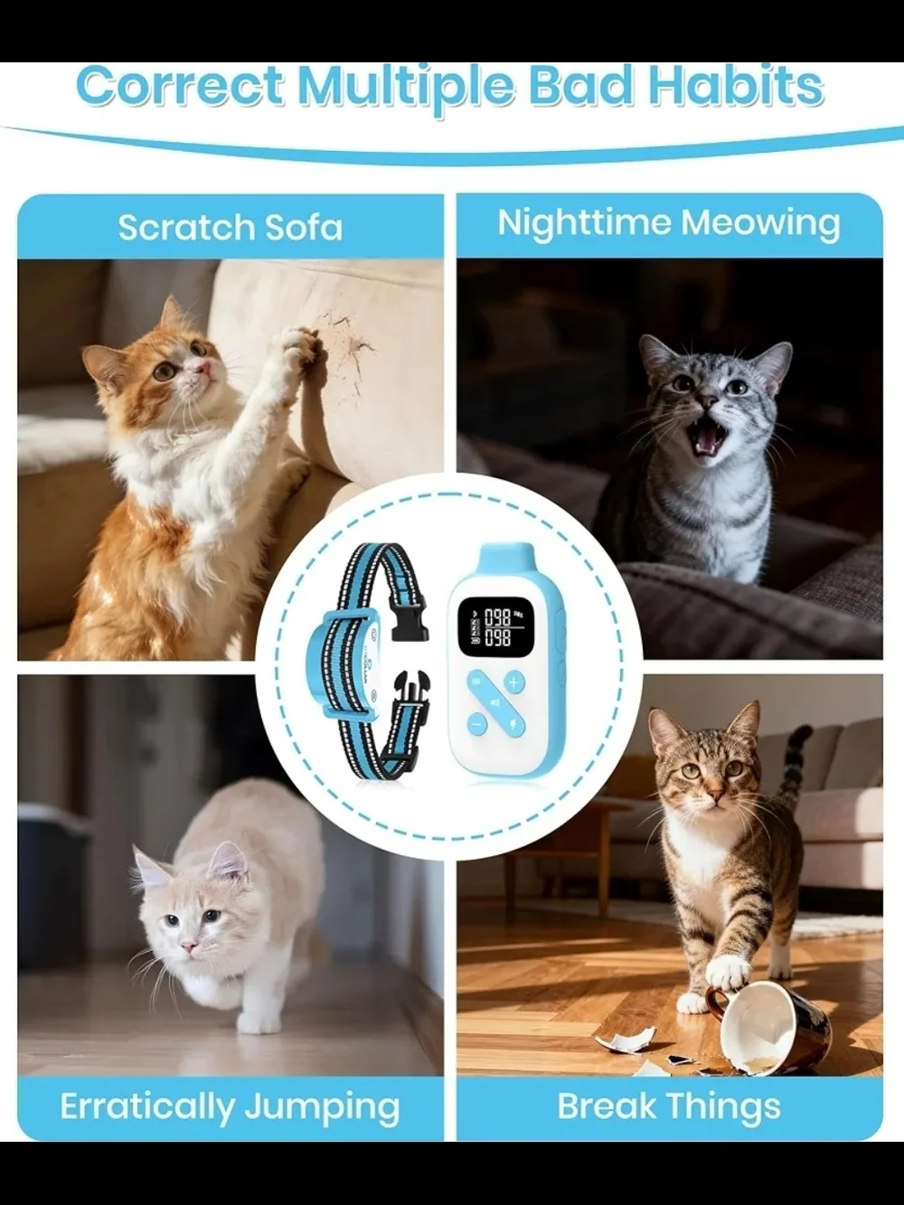 Mini Cat Training Collar with Remote, 3300ft Collar with Shock/Vibration/Beep
